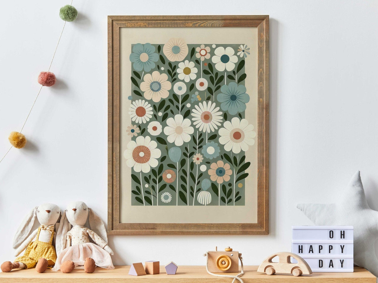 Whimsical Floral Wall Art – Flower Kids Room Print