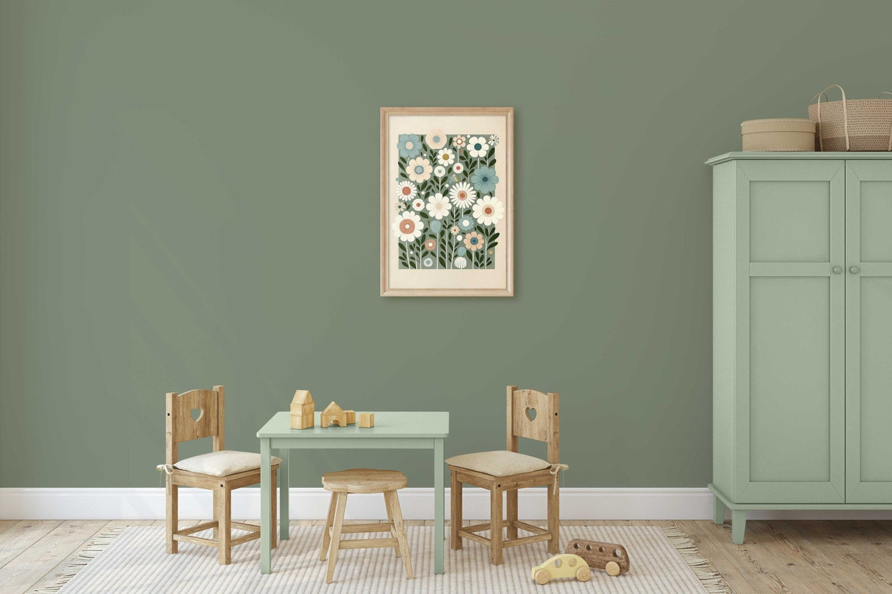 Whimsical Floral Wall Art – Flower Kids Room Print