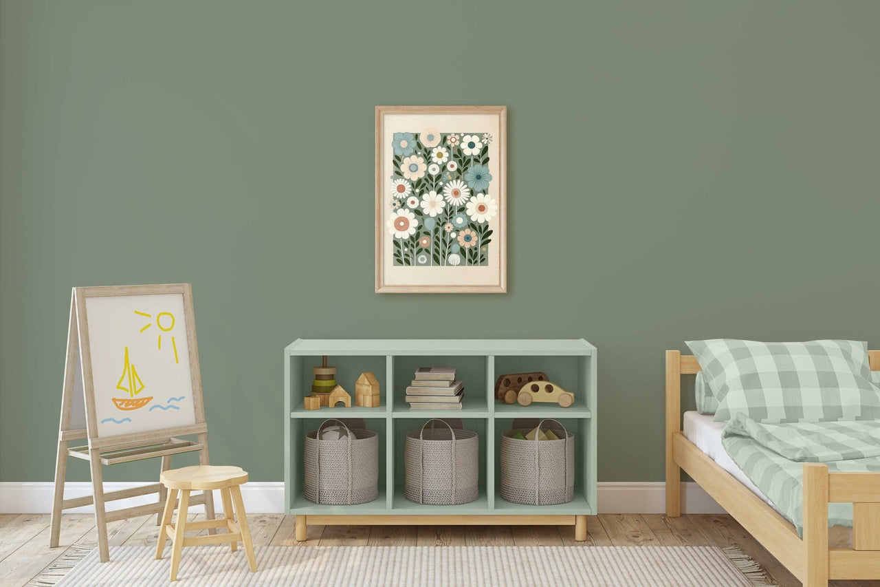 Whimsical Floral Wall Art – Flower Kids Room Print