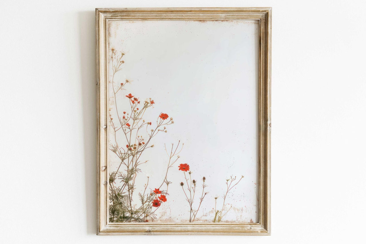 Red Wildflowers Wall Art – Floral Nursery Print