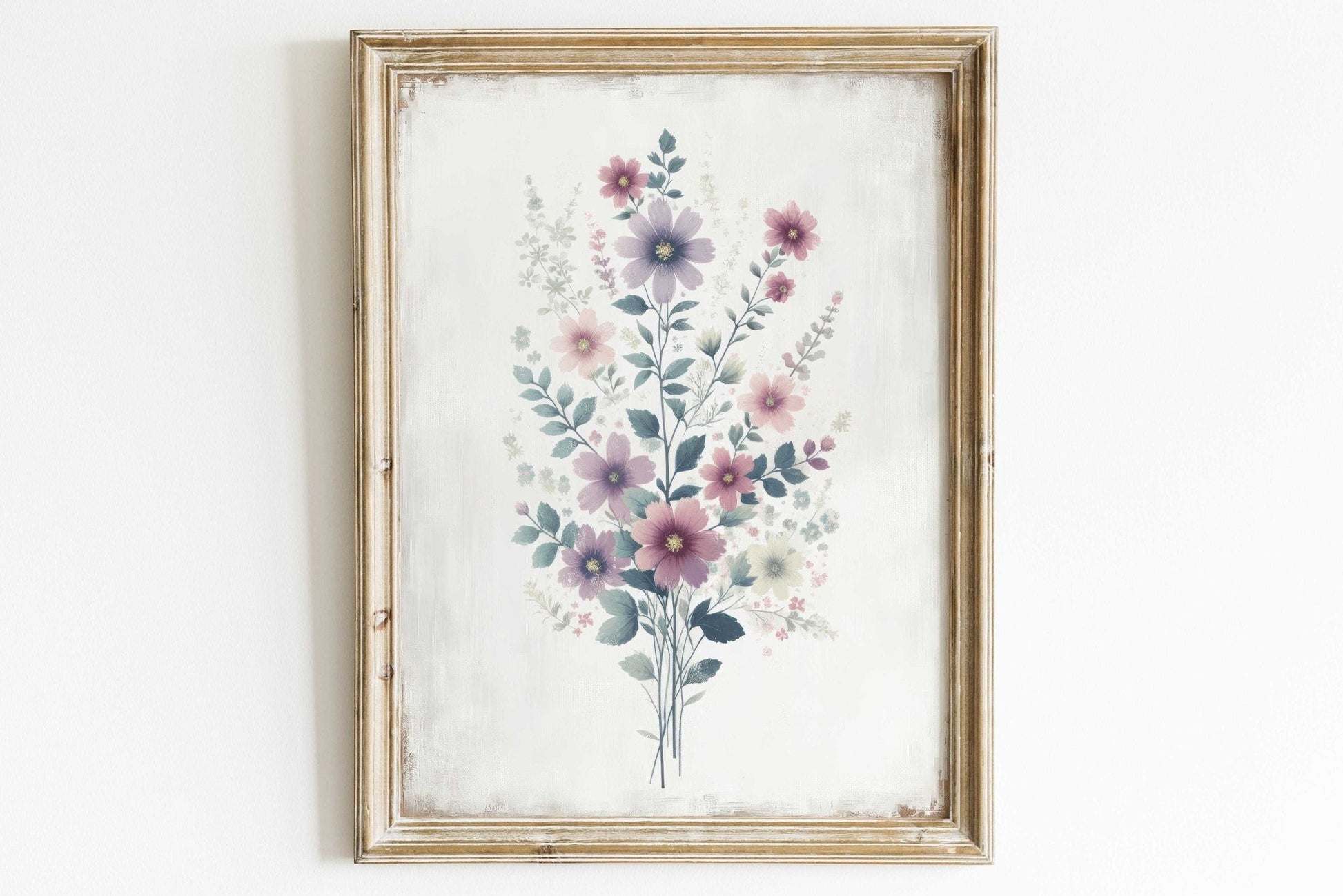 Wildflower Prints, Rustic Floral Wall Decor, Vintage Bouquet Artwork - WildfieldPrints