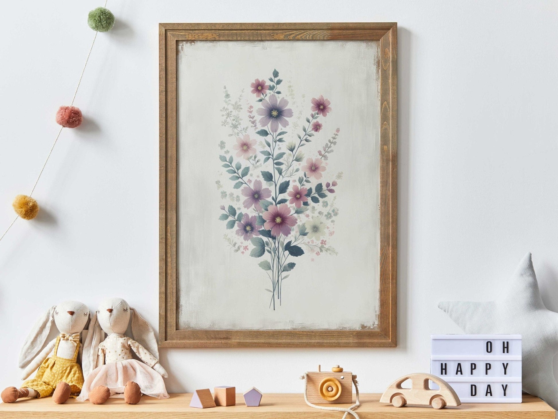 Wildflower Prints, Rustic Floral Wall Decor, Vintage Bouquet Artwork - WildfieldPrints