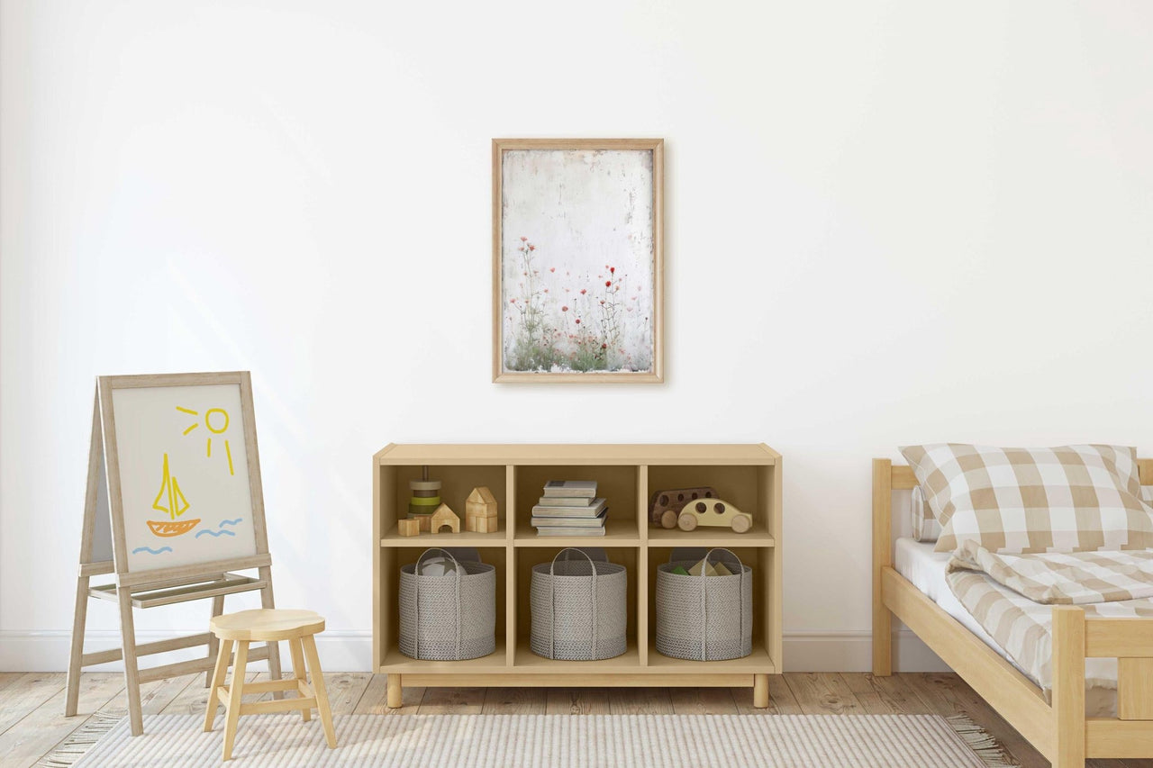 Red Wildflowers Print – Floral Nursery Wall Decor