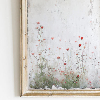 Wildflower Wall Art, Rustic Floral Wall Decor, Vintage Floral Print, Red Flowers, Botanical Art, Wildflower Home Decor, PRINTABLE Flower Art - My Store