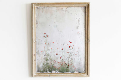 Wildflower Wall Art, Rustic Floral Wall Decor, Vintage Floral Print, Red Flowers, Botanical Art, Wildflower Home Decor, PRINTABLE Flower Art - My Store