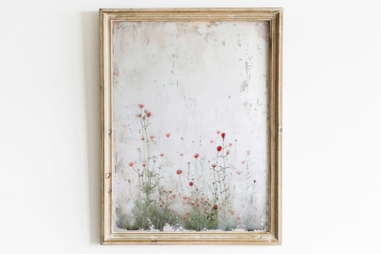 Wildflower Wall Art, Rustic Floral Wall Decor, Vintage Floral Print, Red Flowers, Botanical Art, Wildflower Home Decor, PRINTABLE Flower Art - My Store