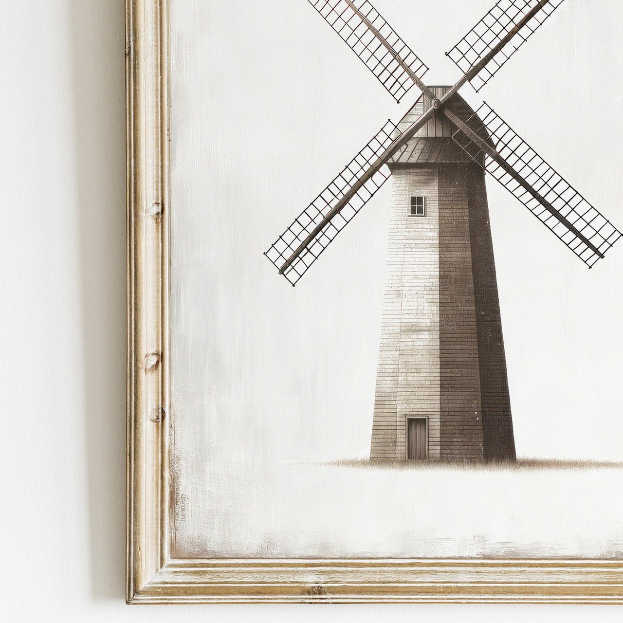 Windmill Wall Art – Farmhouse Living Room Decor Print