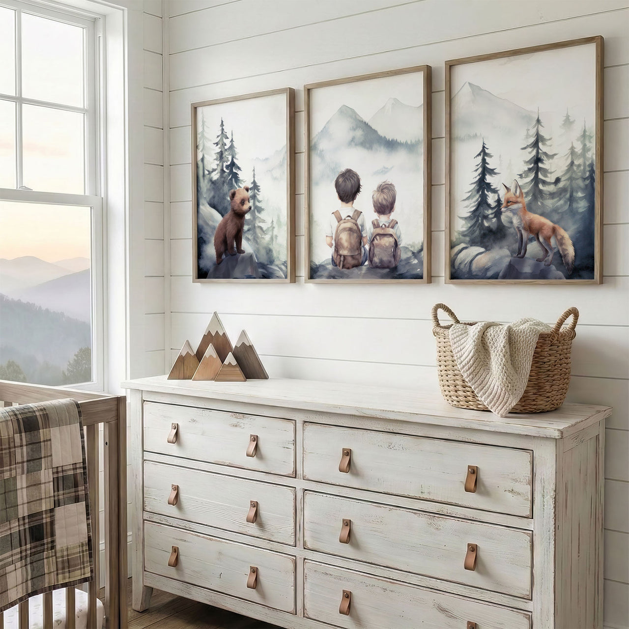 Woodland Adventure Wall Art – Forest Nursery Prints • Set of 3
