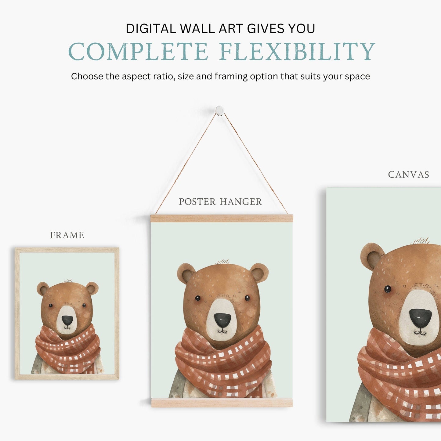 Woodland Animal Prints, Nursery Animal Decor, Bunny, Bear & Deer - WildfieldPrints