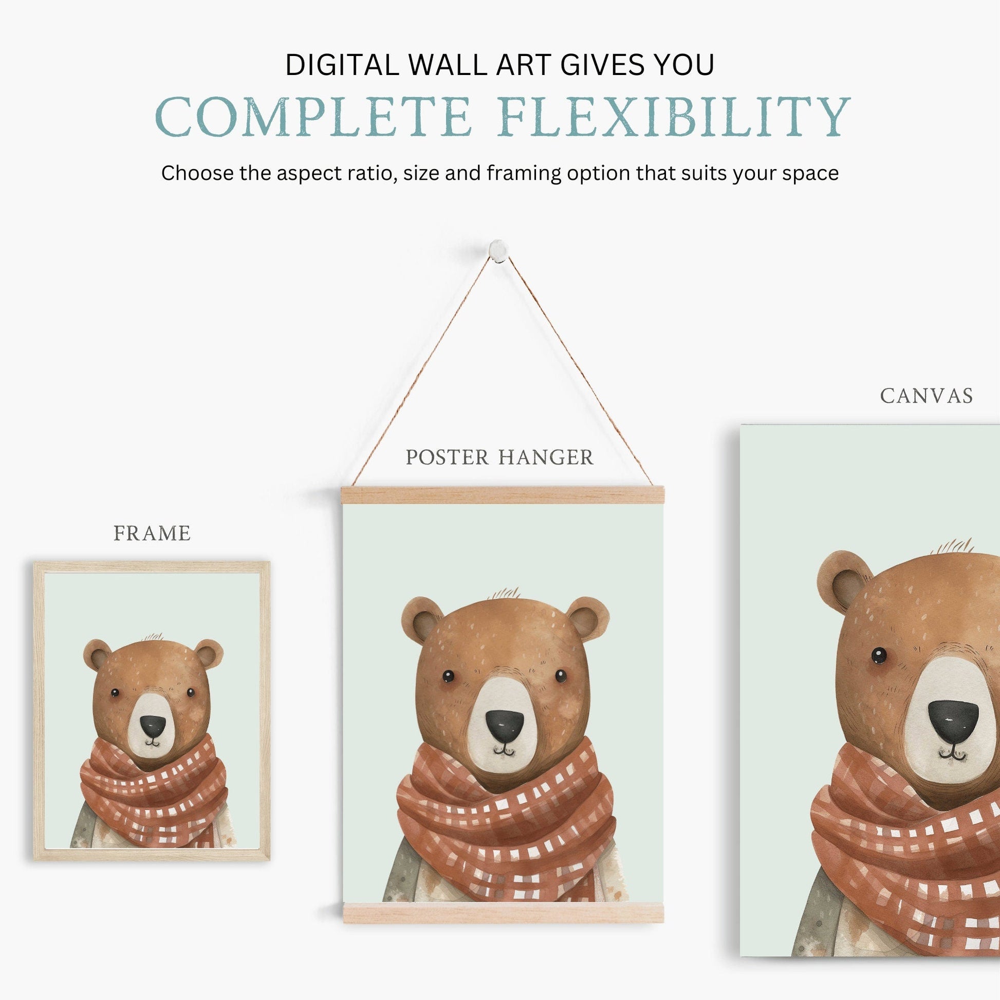 Woodland Animal Prints, Nursery Animal Decor, Bunny, Bear & Deer - WildfieldPrints