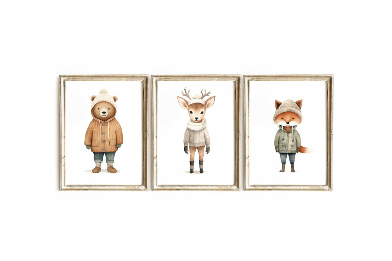 Woodland Fox Wall Art – Animal Nursery Prints • Set of 3
