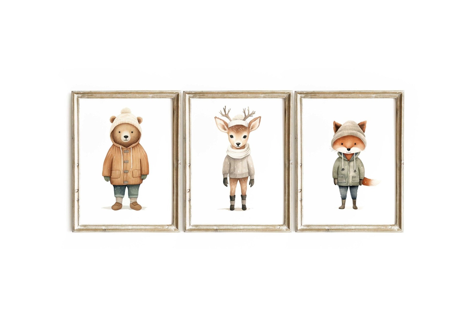 Woodland Animal Prints, Nursery Decor, Fox, Bear & Deer Art, Watercolor - WildfieldPrints