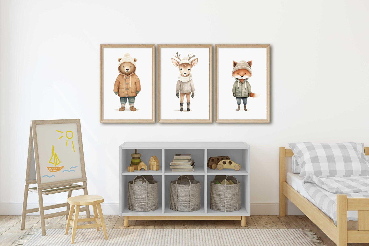 Woodland Fox Wall Art – Animal Nursery Prints • Set of 3