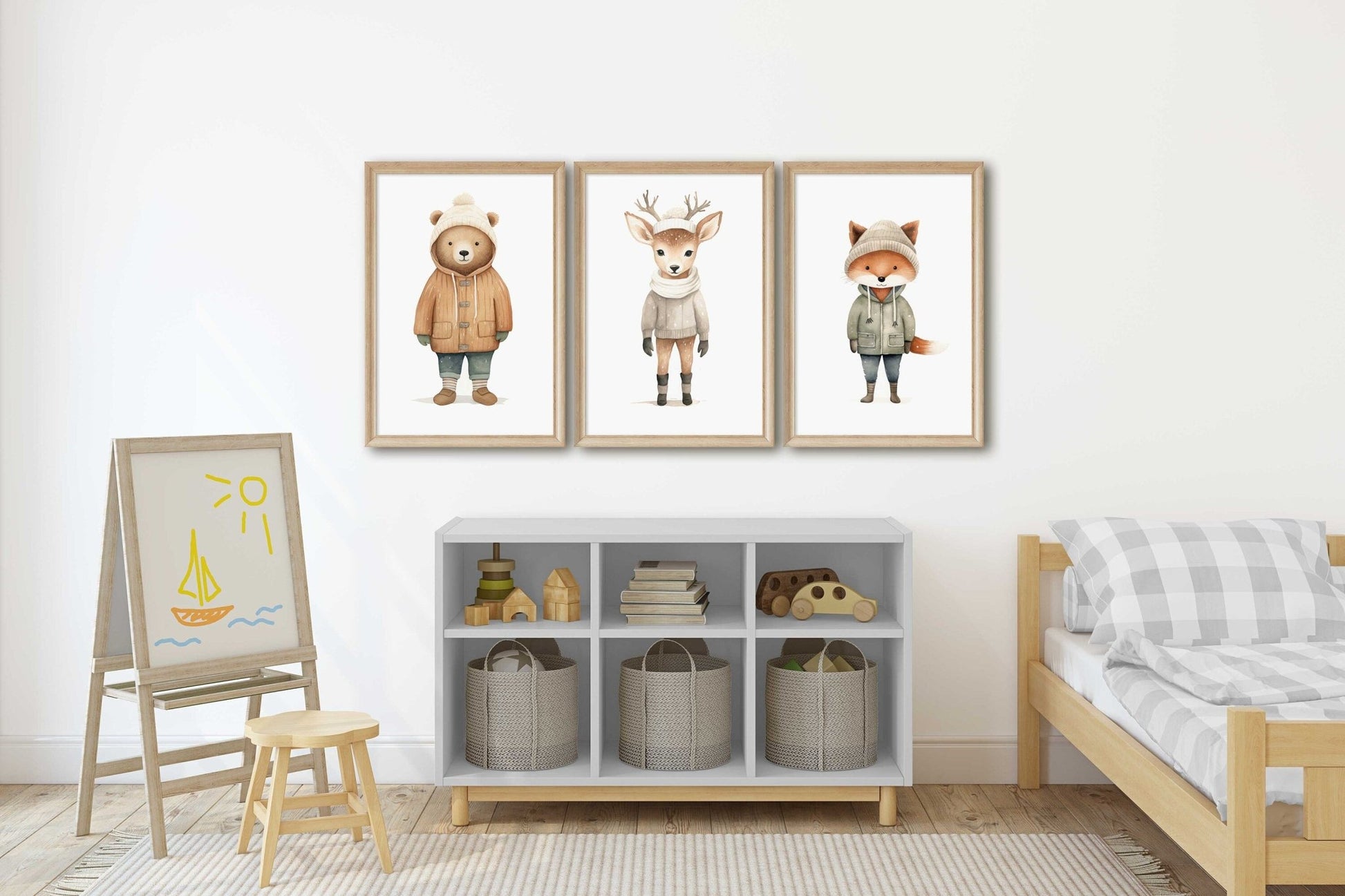 Woodland Animal Prints, Nursery Decor, Fox, Bear & Deer Art, Watercolor - WildfieldPrints