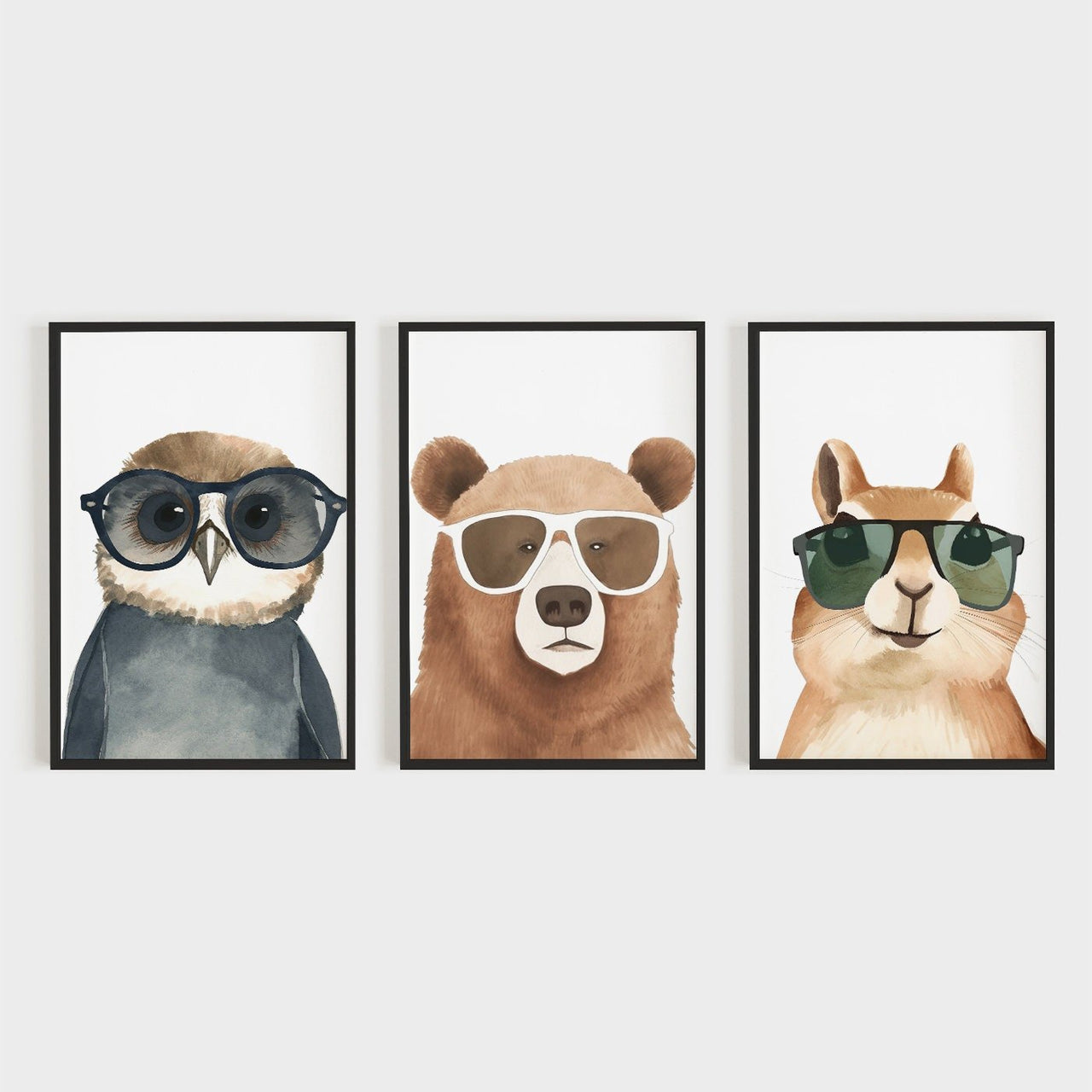 Bear Wall Art – Animal Kids Room Print • Set of 3