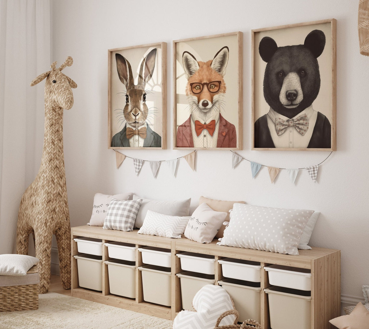Red Fox Wall Decor – Animal Nursery Print • Set of 3