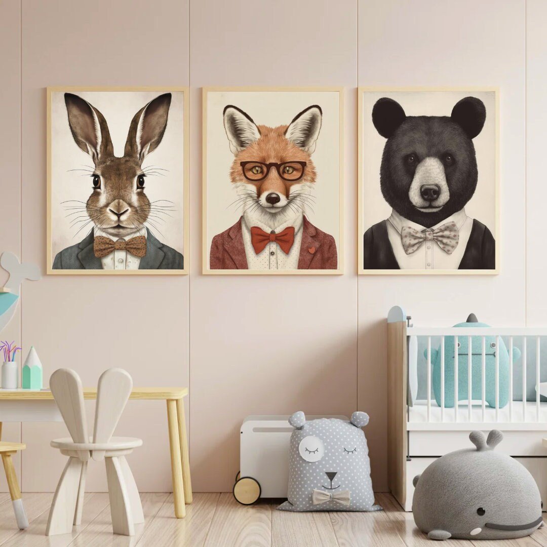 Red Fox Wall Decor – Animal Nursery Print • Set of 3