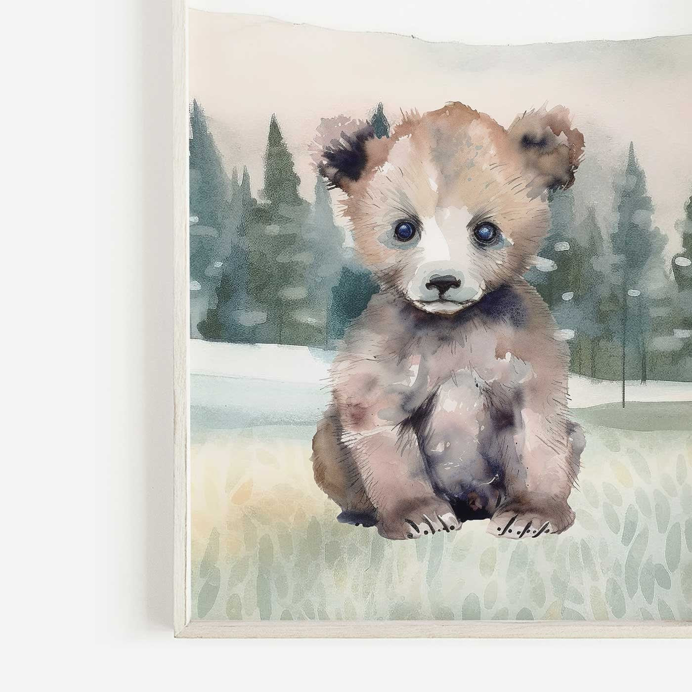 Woodland Baby Animal Nursery Wall Art, Bear, Wolf & Fox Decor - WildfieldPrints