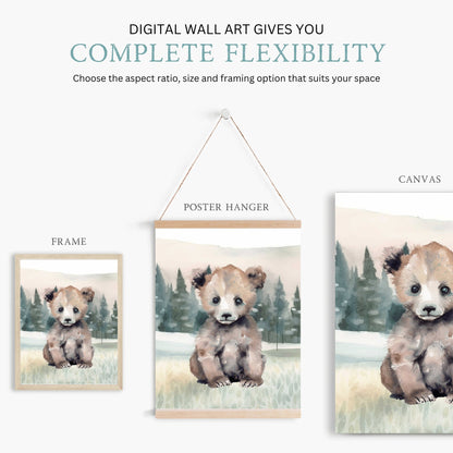 Woodland Baby Animal Nursery Wall Art, Bear, Wolf & Fox Decor - WildfieldPrints