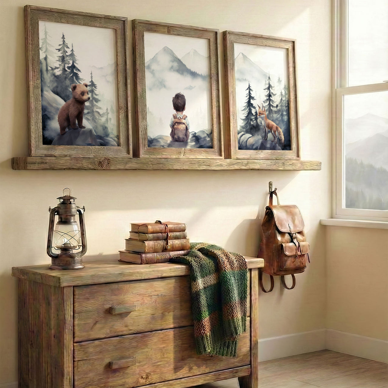 Woodland Fox Wall Art – Animal Nursery Print for Boys • Set of 3