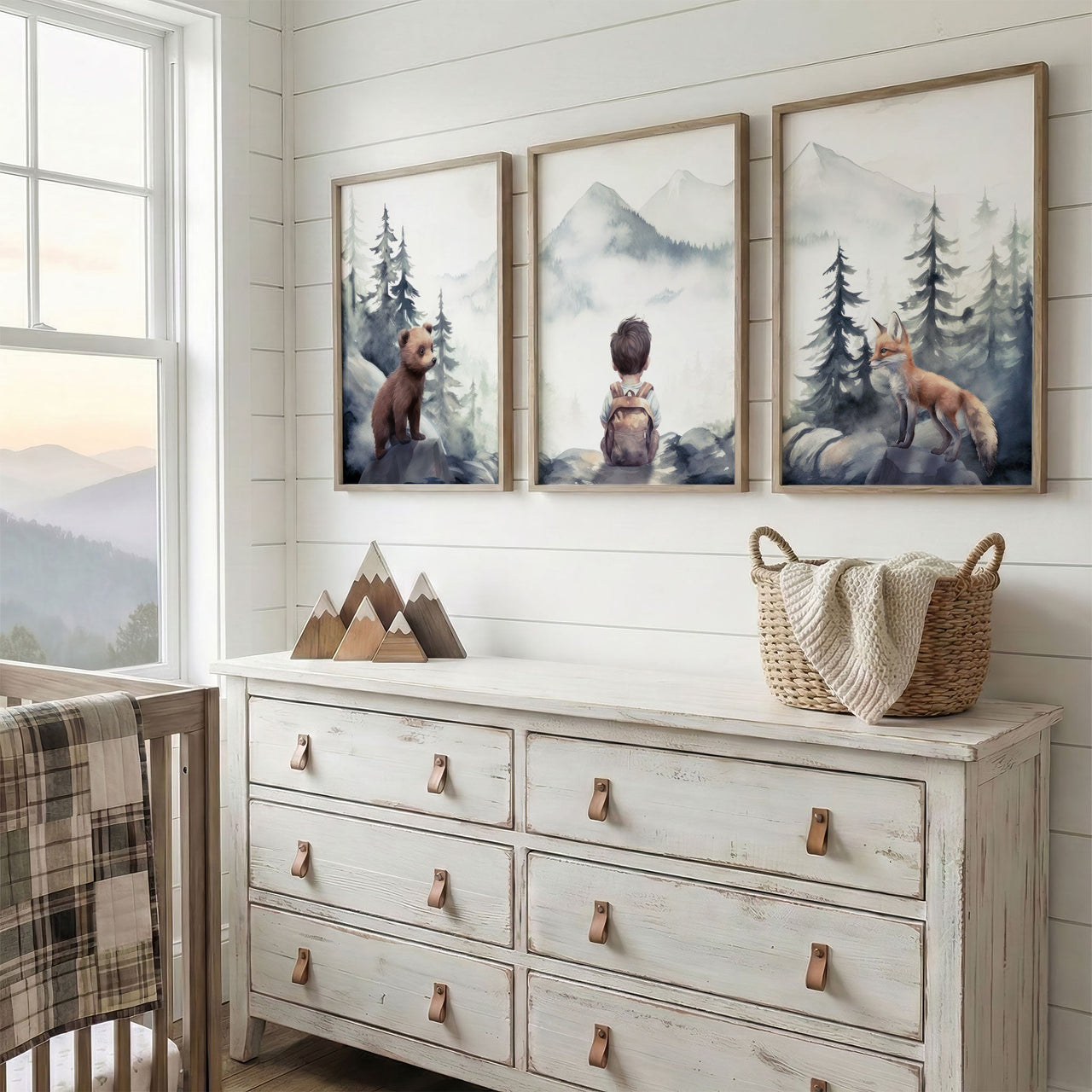 Woodland Fox Wall Art – Animal Nursery Print for Boys • Set of 3