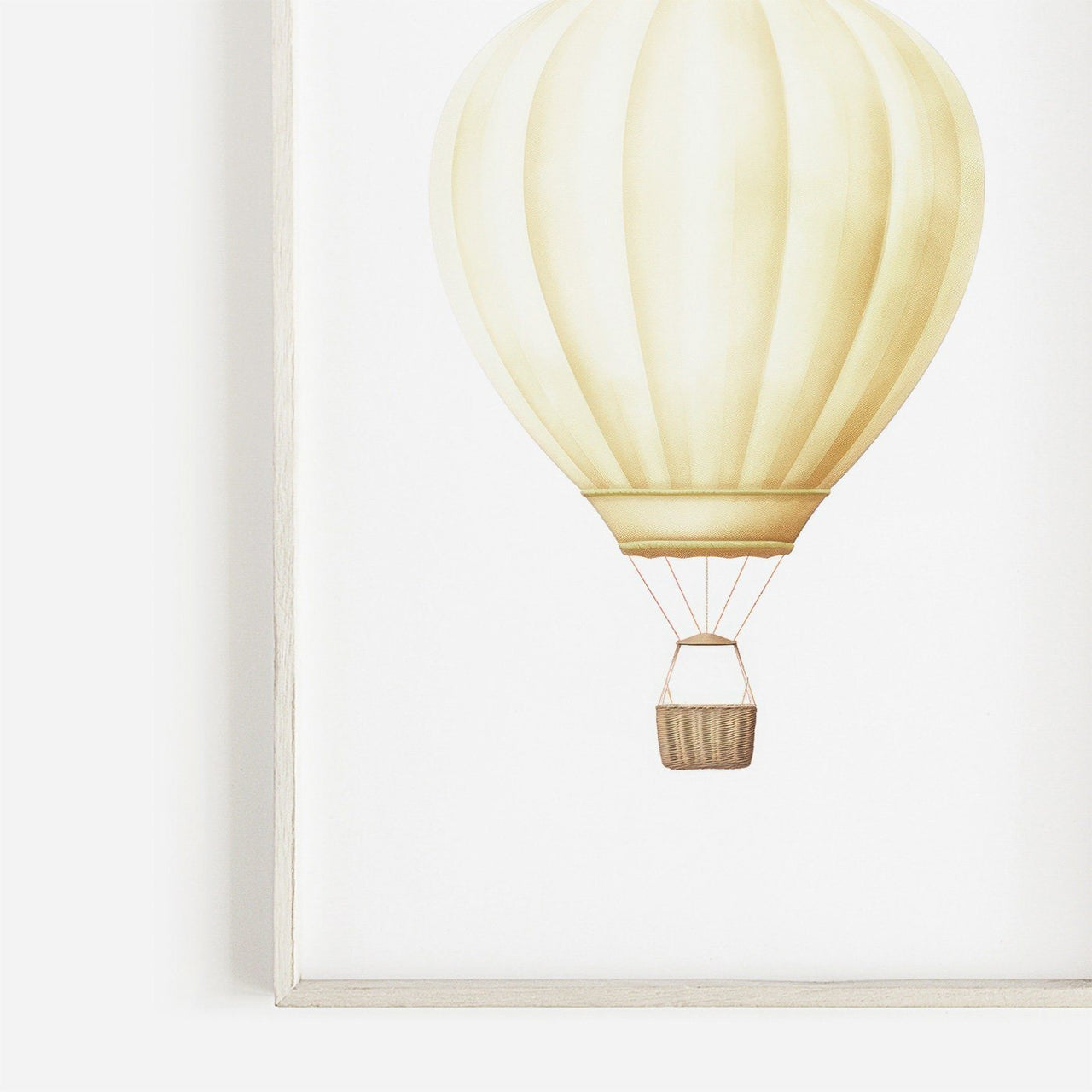 Yellow Hot Air Balloon Print – Vintage Kids Room Wall Art