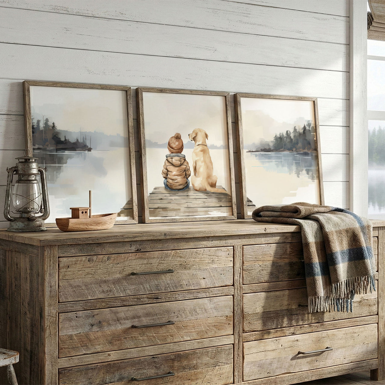 Yellow Lab Nursery Print – Dog Boys Room Wall Art • Set of 3
