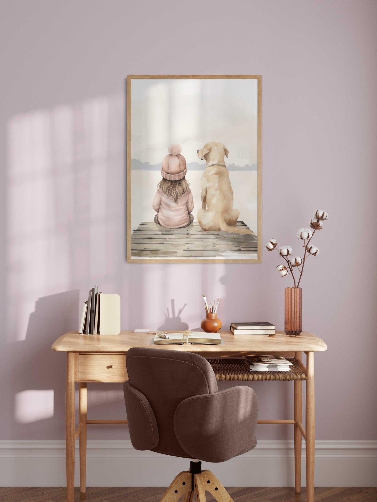 Yellow Lab Wall Art – Dog Nursery Print for Girls