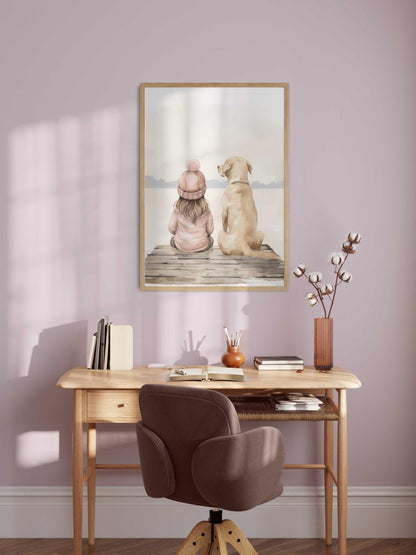 Yellow Lab Nursery Prints, Labrador Art for Girls, Lake - Themed Decor - WildfieldPrints