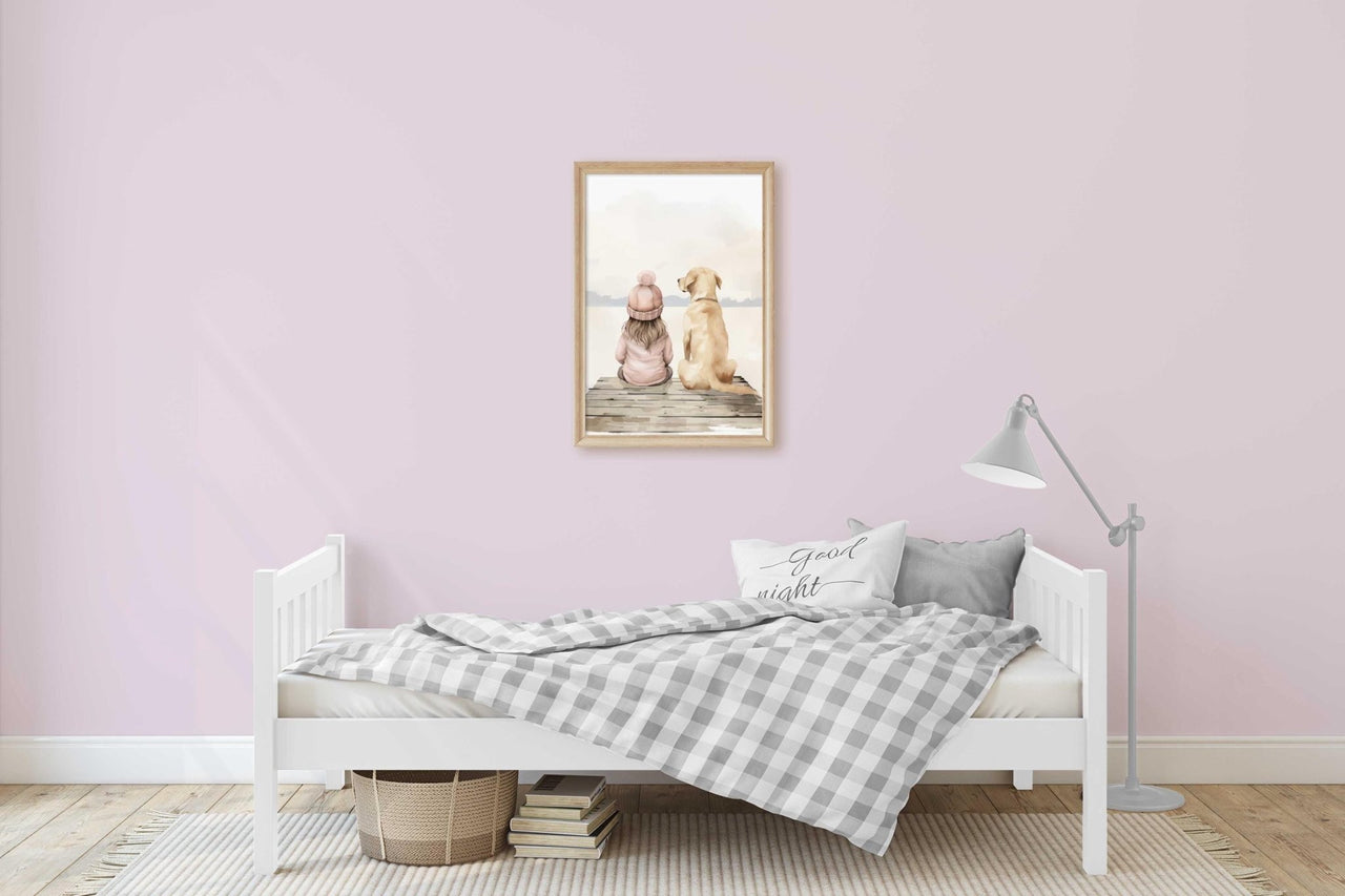 Yellow Lab Wall Art – Dog Nursery Print for Girls
