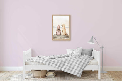 Yellow Lab Nursery Prints, Labrador Art for Girls, Lake - Themed Decor - WildfieldPrints
