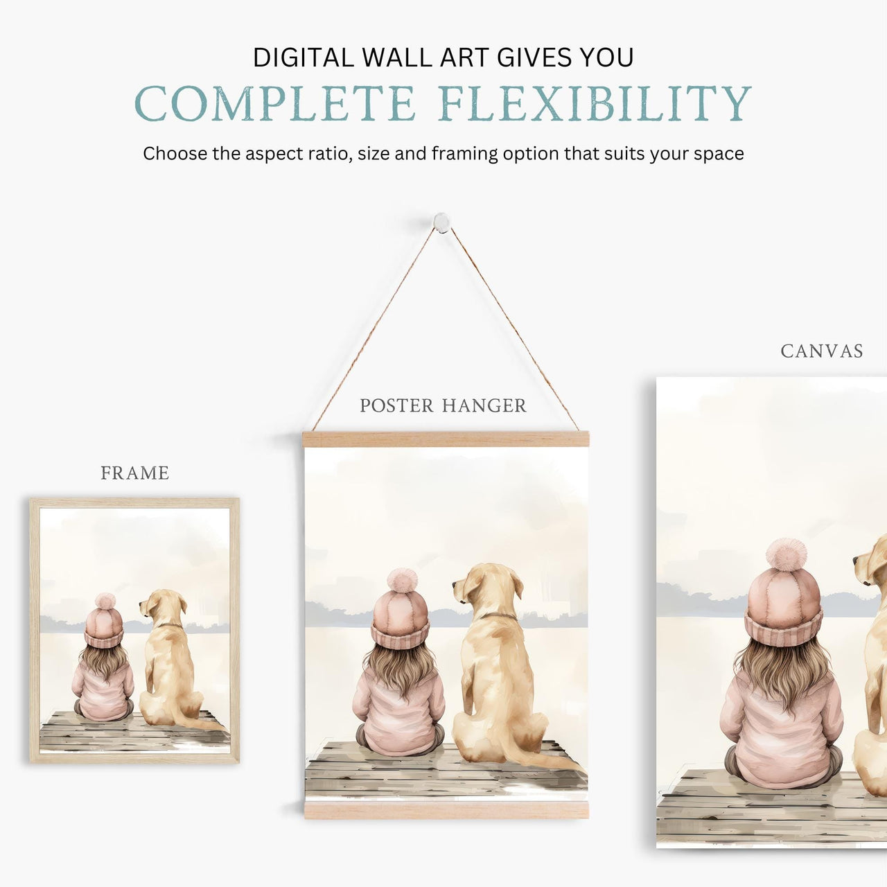 Yellow Labrador Wall Art – Dog Nursery Print for Girls • Set of 3
