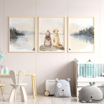 Yellow Lab Nursery Prints, Labrador Wall Art, Girl Room Decor - WildfieldPrints