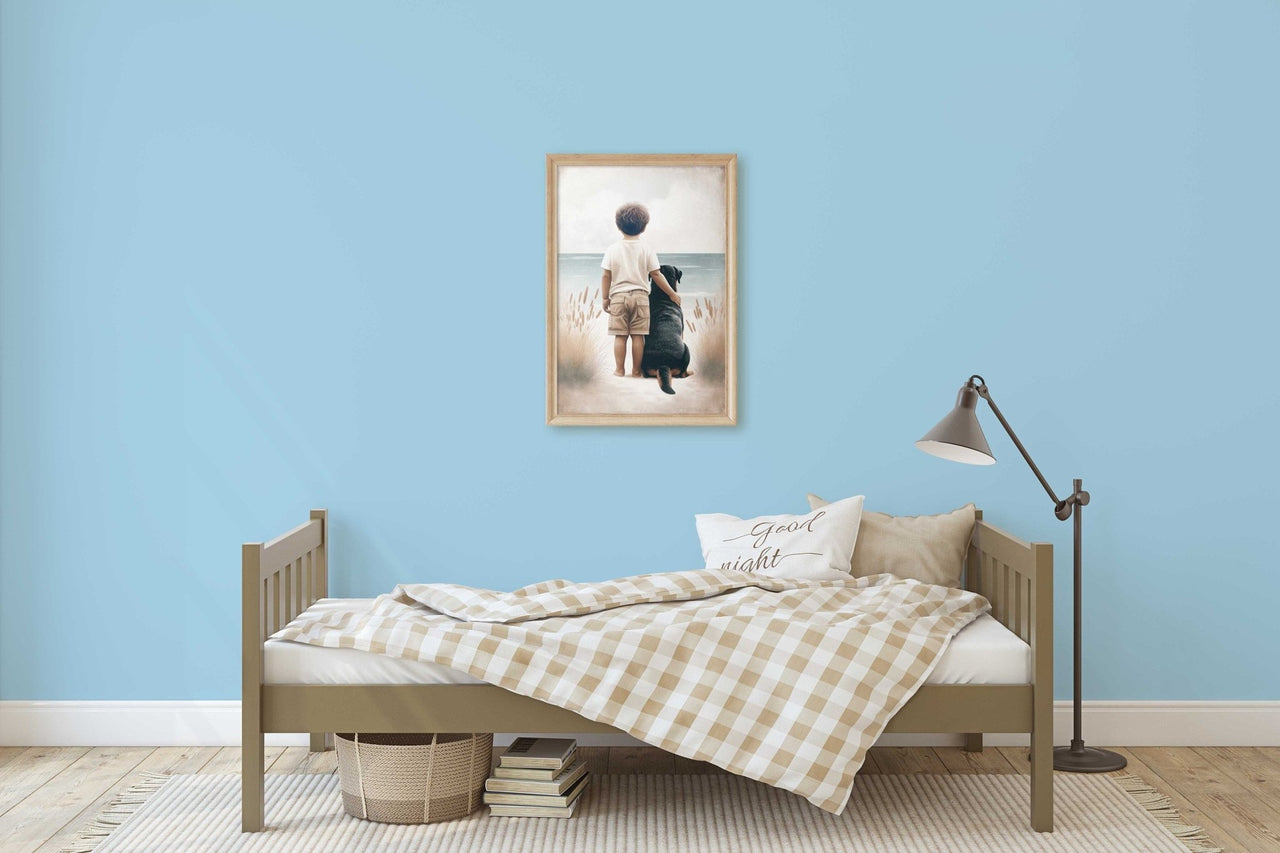 Yellow Labrador Wall Art – Dog Nursery Print for Boys
