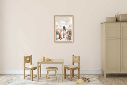 Yellow Labrador Nursery Art, Girl & Dog Decor, Lab Wall Print - WildfieldPrints