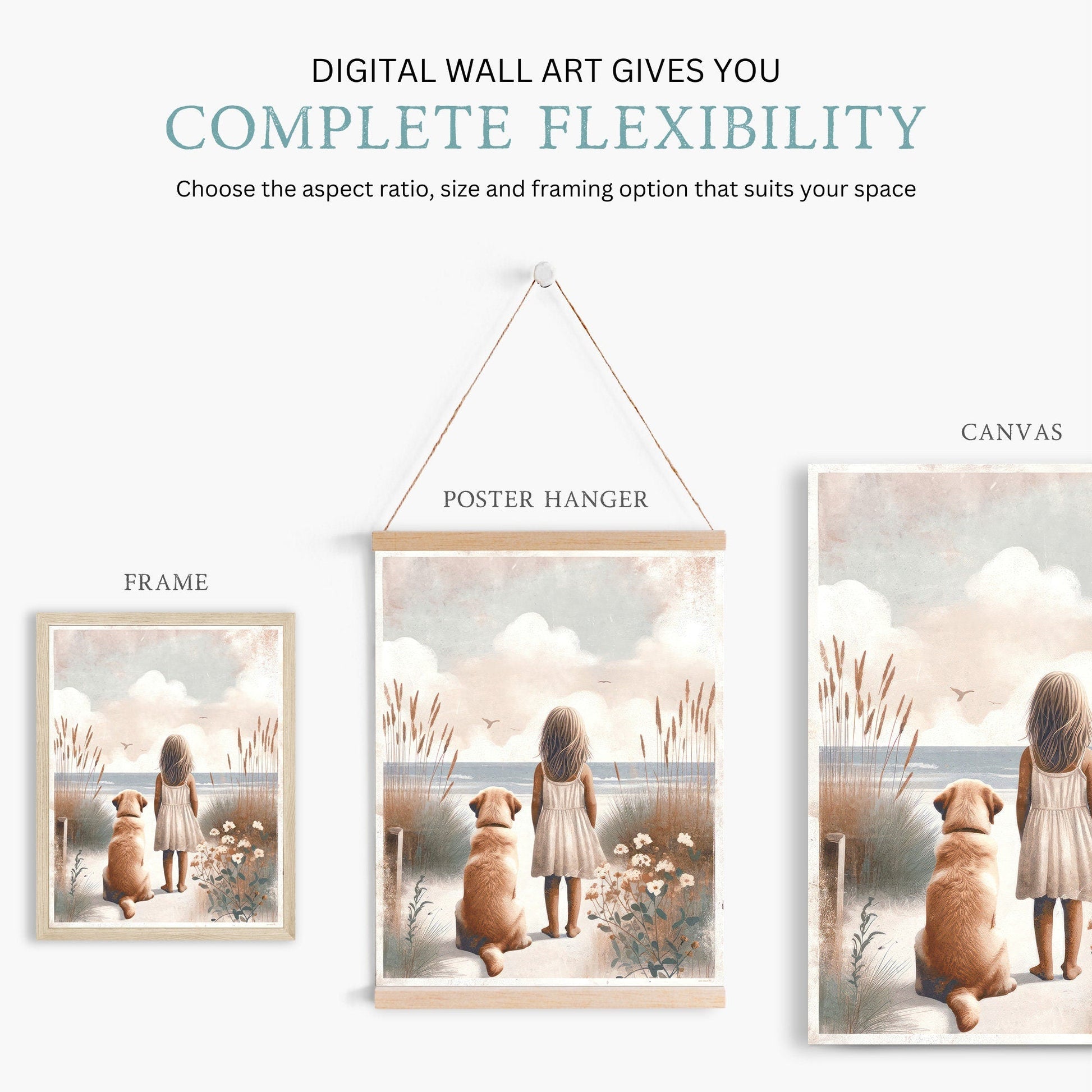 Yellow Labrador Nursery Art, Girl & Dog Decor, Lab Wall Print - WildfieldPrints