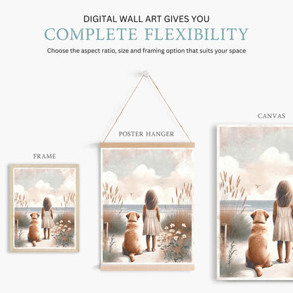 Yellow Labrador Nursery Art, Girl & Dog Decor, Lab Wall Print - WildfieldPrints