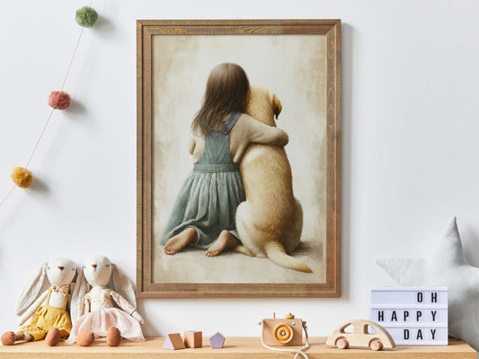 Yellow Labrador Retriever Nursery Decor, Dog Art Print, Toddler Room - WildfieldPrints