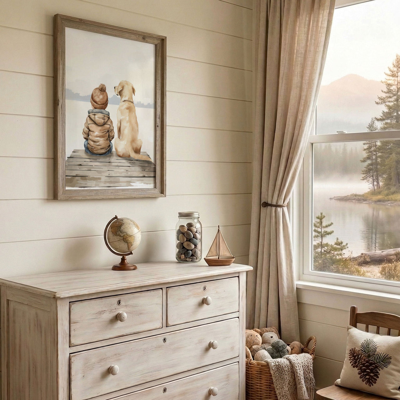 Yellow Labrador Wall Art – Dog Boys Room Print