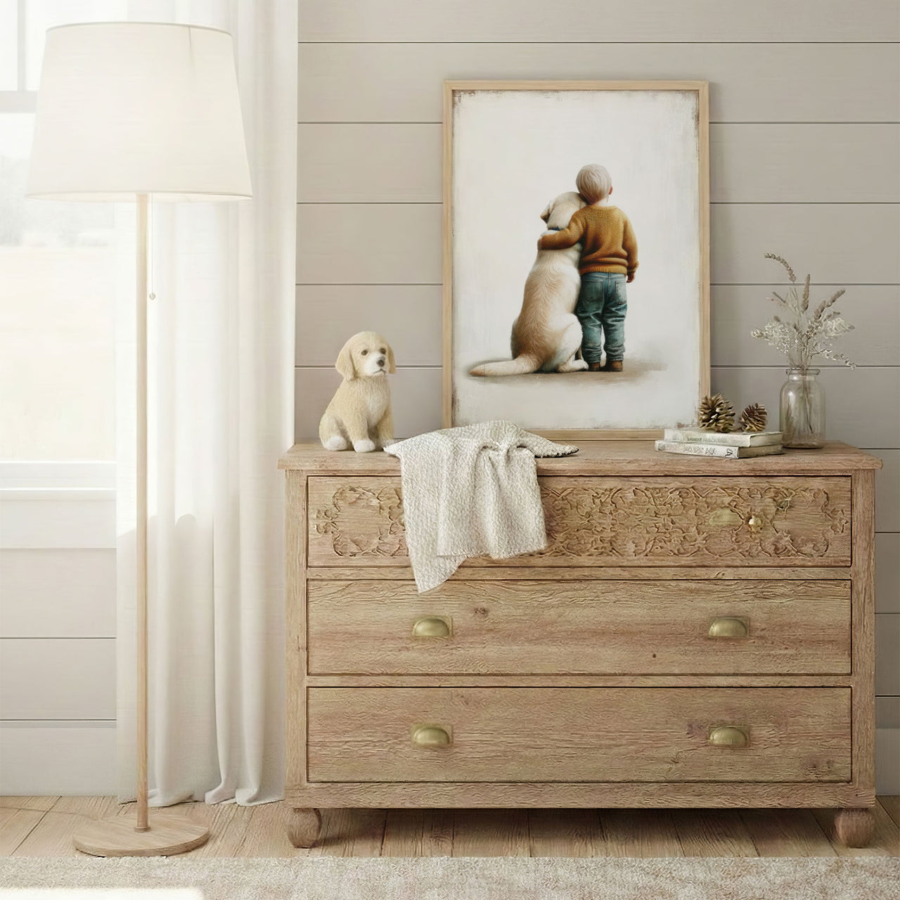 Yellow Labrador Wall Art – Dog Nursery Print for Boys
