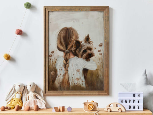 Yorkshire Terrier Nursery Decor, Vintage Yorkie Wall Art, Dog Print - WildfieldPrints