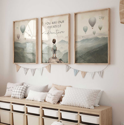 You Are Our Greatest Adventure Print, Nursery Quote Wall Decor, Hot Air Balloon Art - WildfieldPrints