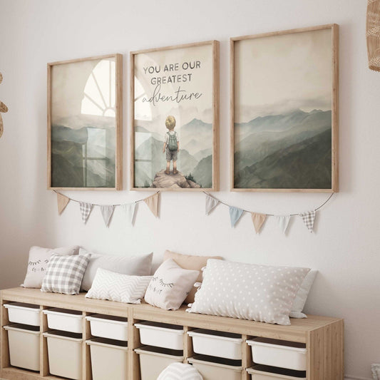 You Are Our Greatest Adventure Print, Nursery Quote Wall Decor, Hot Air Balloon Art - WildfieldPrints