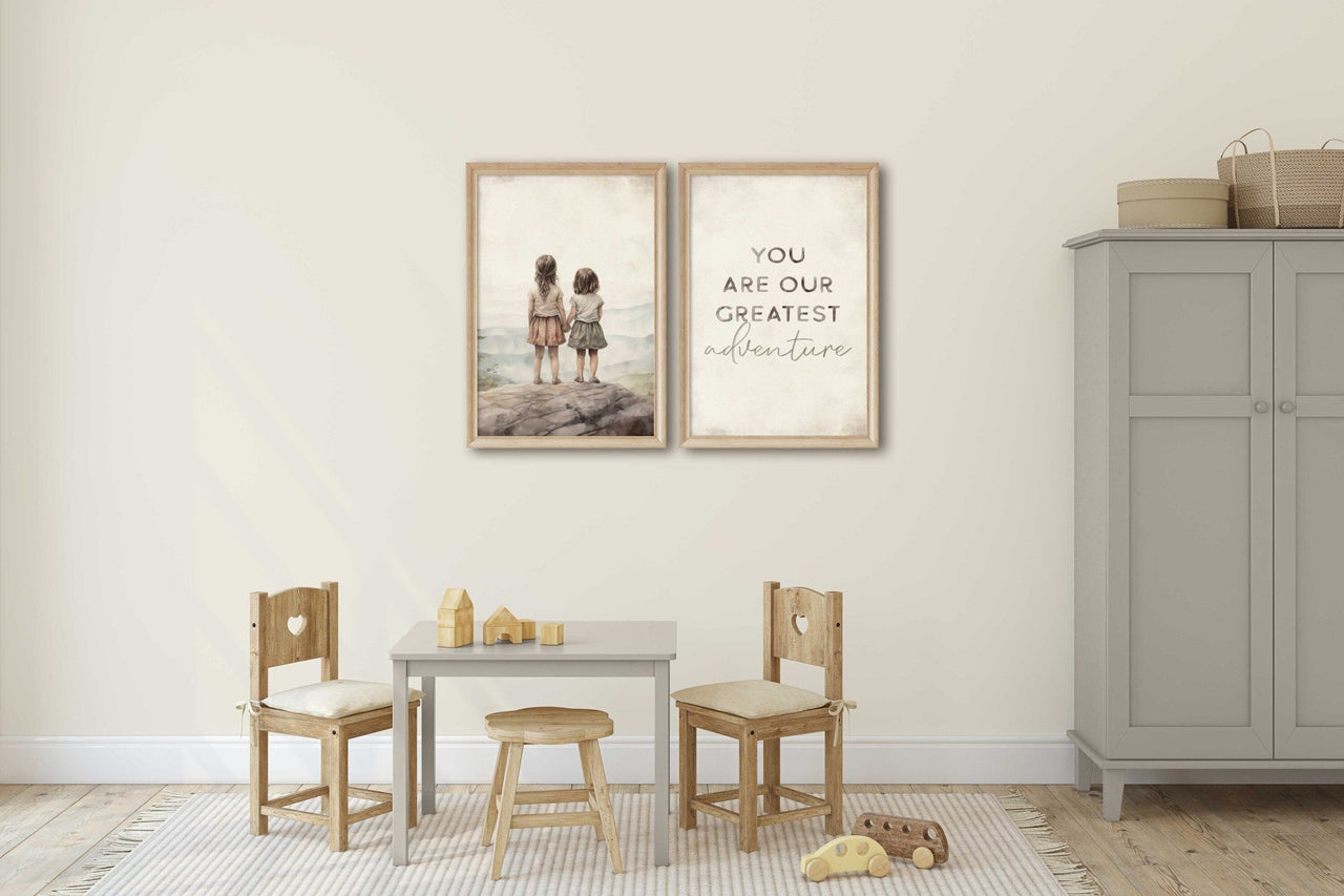 Sisterhood Adventure Wall Art – Girls Room Print • Set of 2