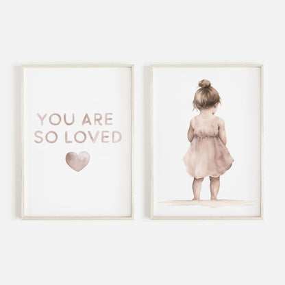 You Are So Loved, Girls Nursery Quote, Vintage Pink Wall Decor - WildfieldPrints