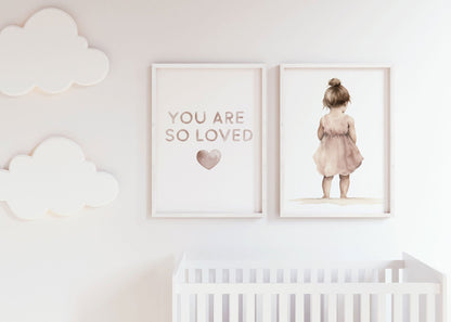 You Are So Loved, Girls Nursery Quote, Vintage Pink Wall Decor - WildfieldPrints