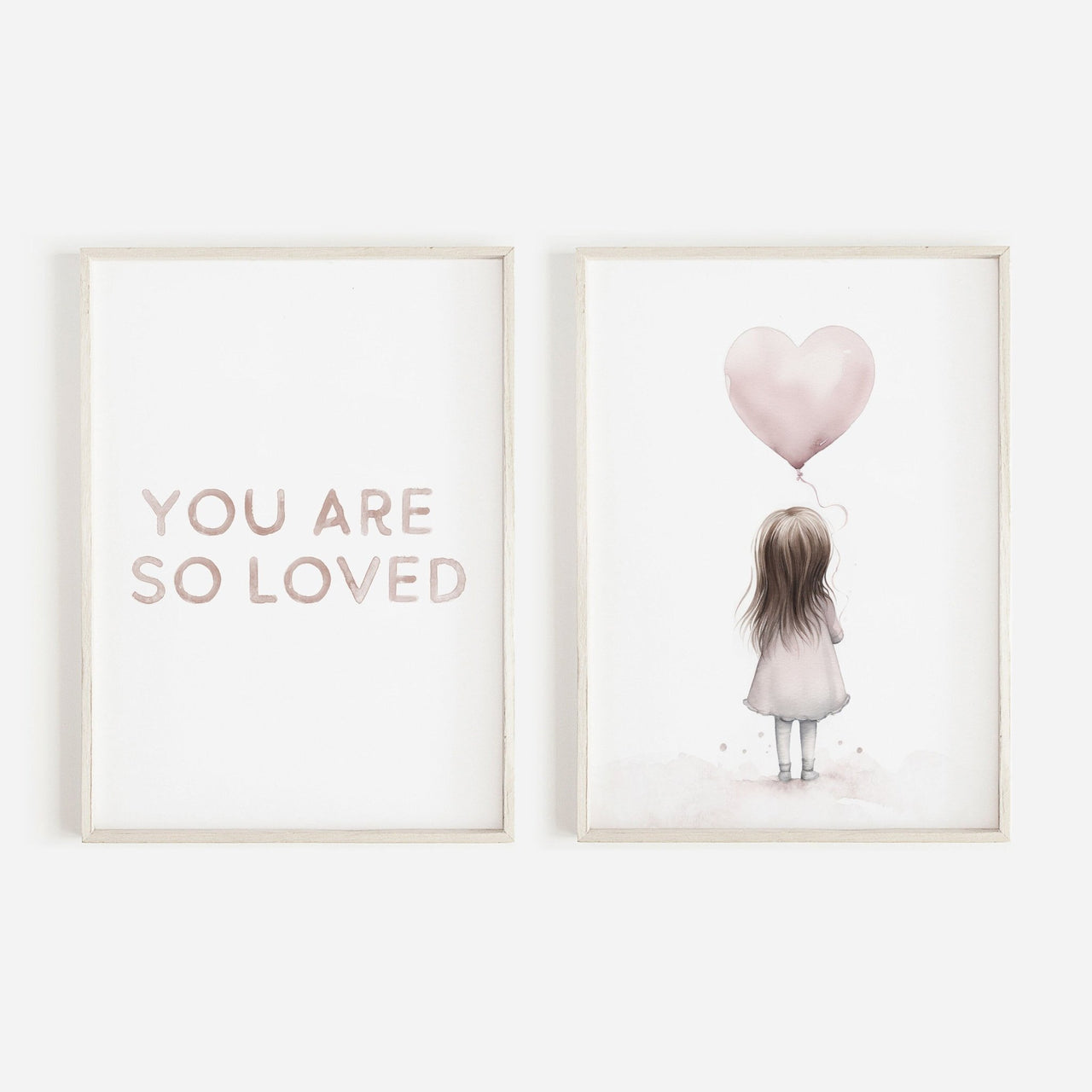 You Are So Loved Print – Quote Nursery Wall Decor for Girls • Set of 2