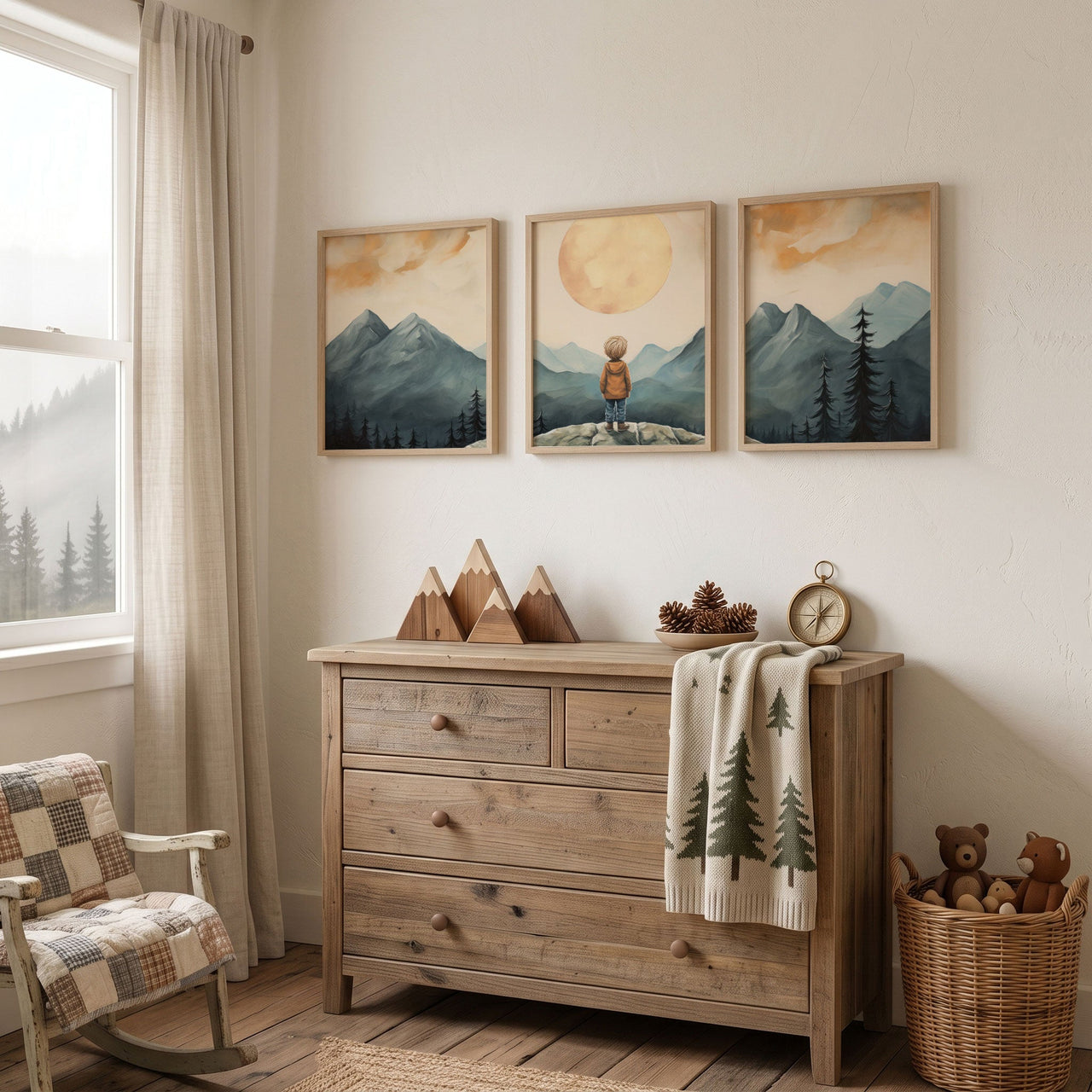 Young Explorer Wall Art – Adventure Boys Room Print • Set of 3